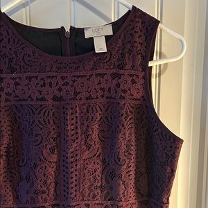 LOFT Deep Purple Lace Sleeveless Dress